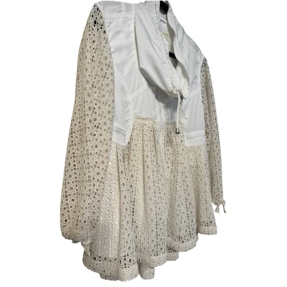 🌼 Anthropologie HEI HEI Eyelet Swing Windbreaker Jacket Zip Front Pockets SZ L